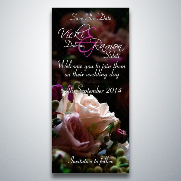 Elegant save the date invitation featuring a white rose