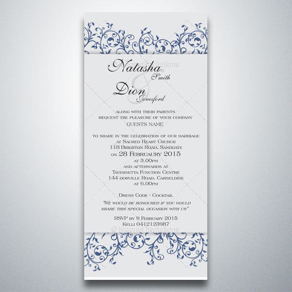 Delightful formal wedding invitation with swirls Delightful formal wedding invitation with swirls