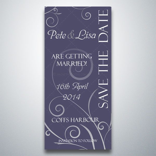 Pretty save the date invitation featuring swirls