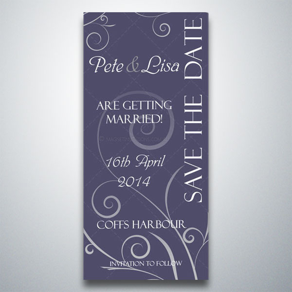 Pretty save the date invitation featuring swirls Pretty save the date invitation featuring swirls