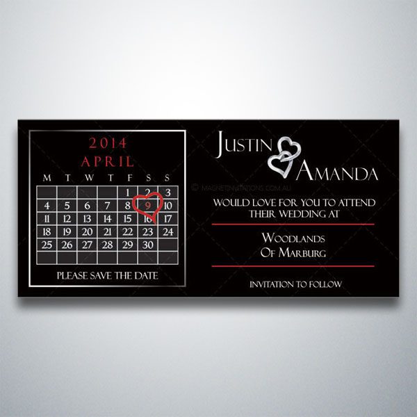 Stylish save the date invitation featuring a wedding date calendar