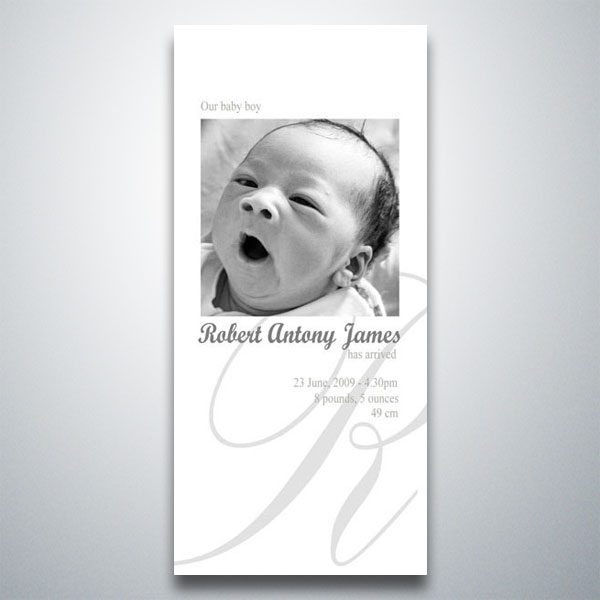 Black and White – Photo – Baby Birth Announcement – Magnet Invitations