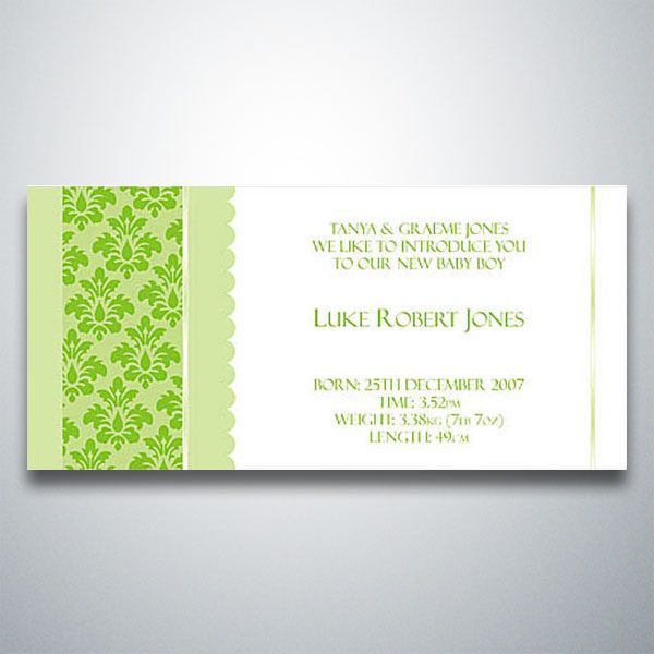 Damask Design – Baby Birth Announcement Magnet – Magnet Invitations