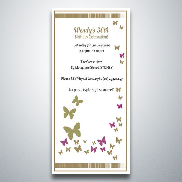 Butterfly – Birthday Invitation – Magnet Invitations