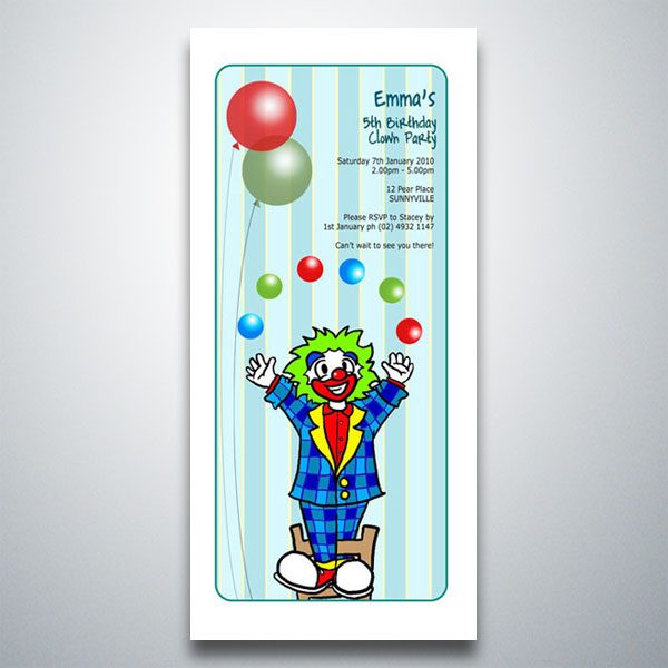 Clown – Balloons – Birthday Invitation Magnet – Magnet Invitations
