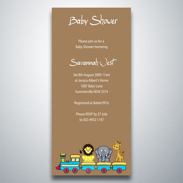 Animals and a Train – Baby Shower Invitation Magnet – Magnet Invitations