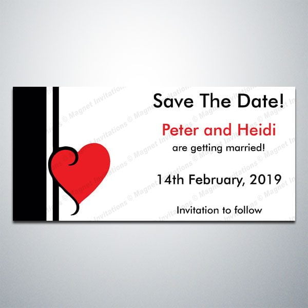 modern themed Save the Date magnet with a big red heart
