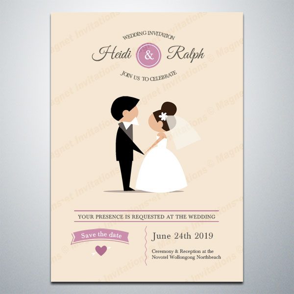 sweet Save the Date magnet with a bride and groom