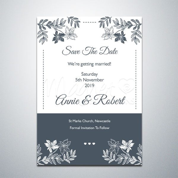 Save The Date – Floral Black and White – Fridge magnets, Linen cards, Envelopes | Magnet Invitations