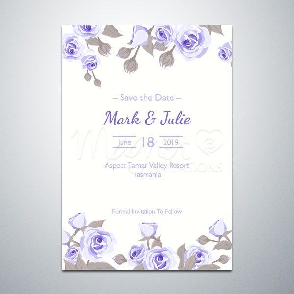 Save The Date – Purple Floral – Fridge magnets, Linen cards, Envelopes | Magnet Invitations